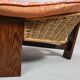 Vintage tripod lounge chair in leather, rattan and oak, Netherlands