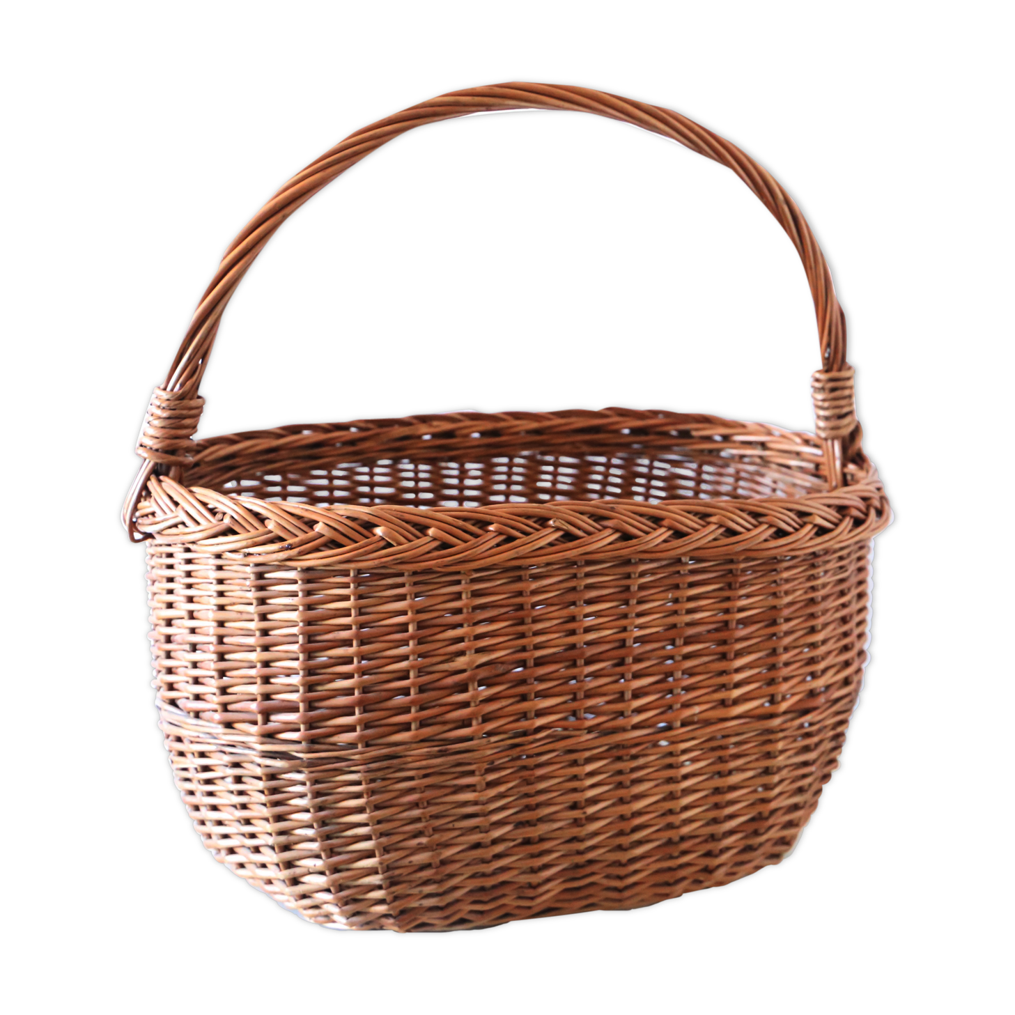 Wicker basket with a handle, vintage, French