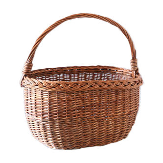 Wicker basket with a handle, vintage, French