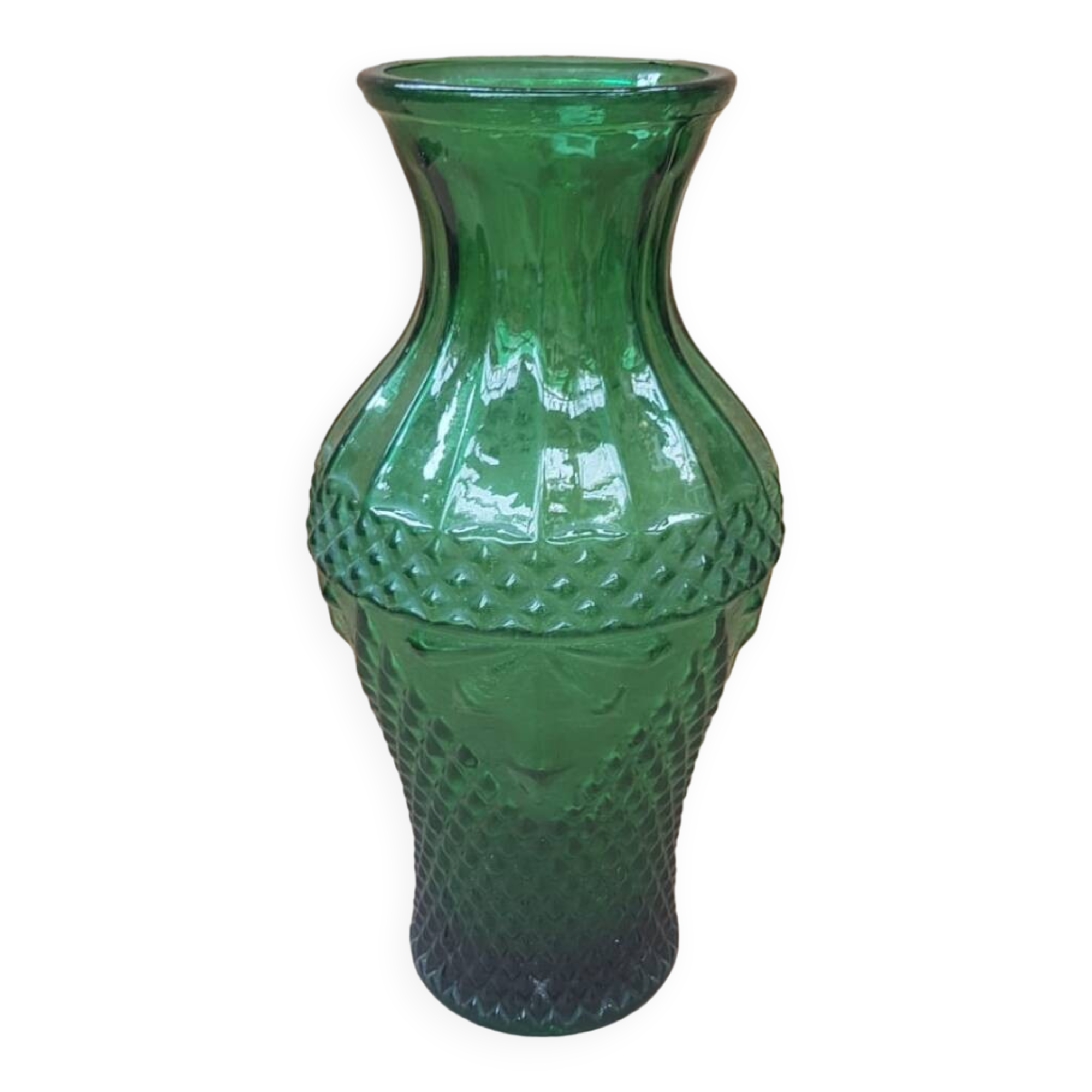 Old Green Molded Glass Vase Decor Vintage Tips