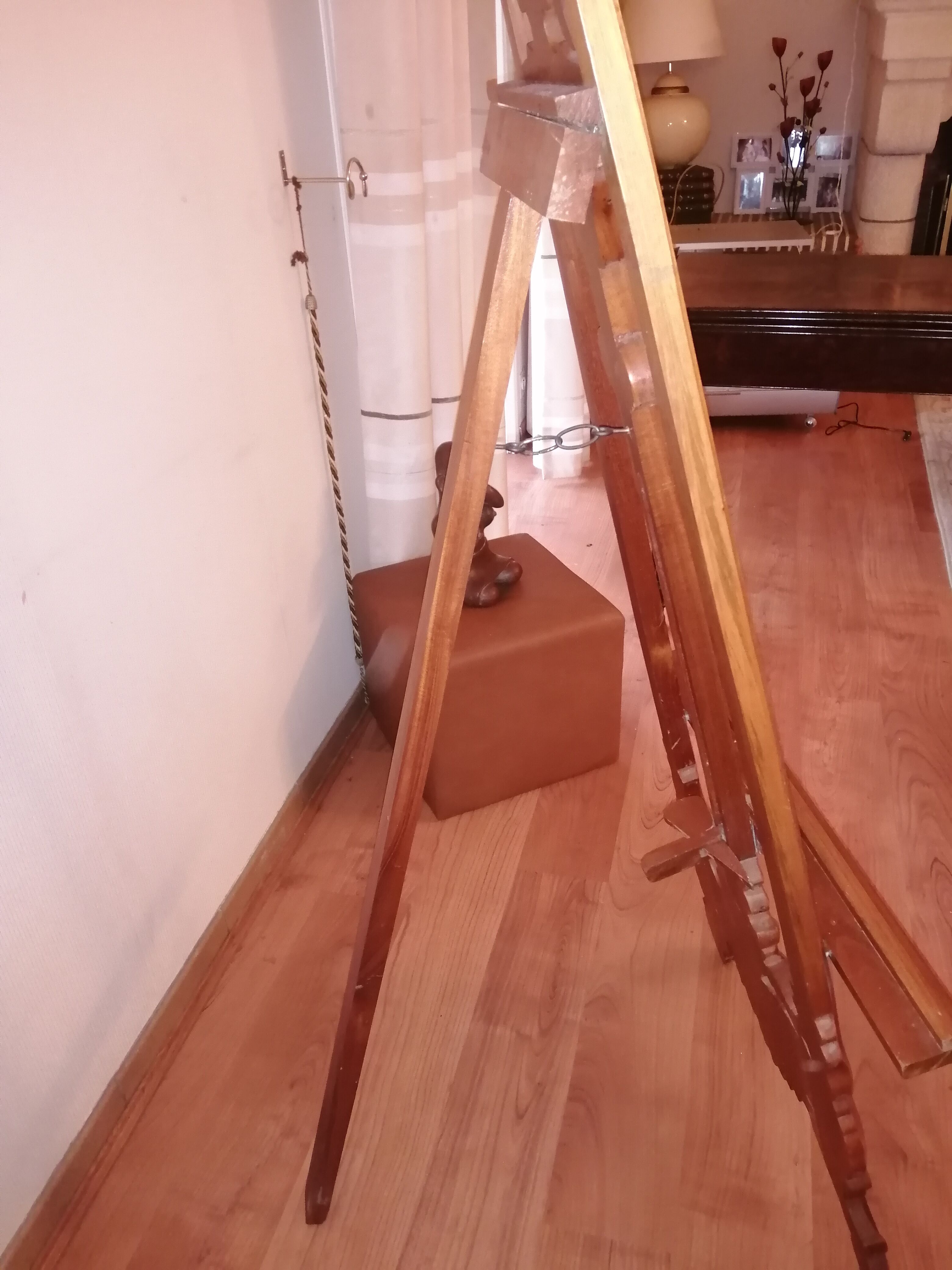 Easel in exotic carved wood, art nouveau style