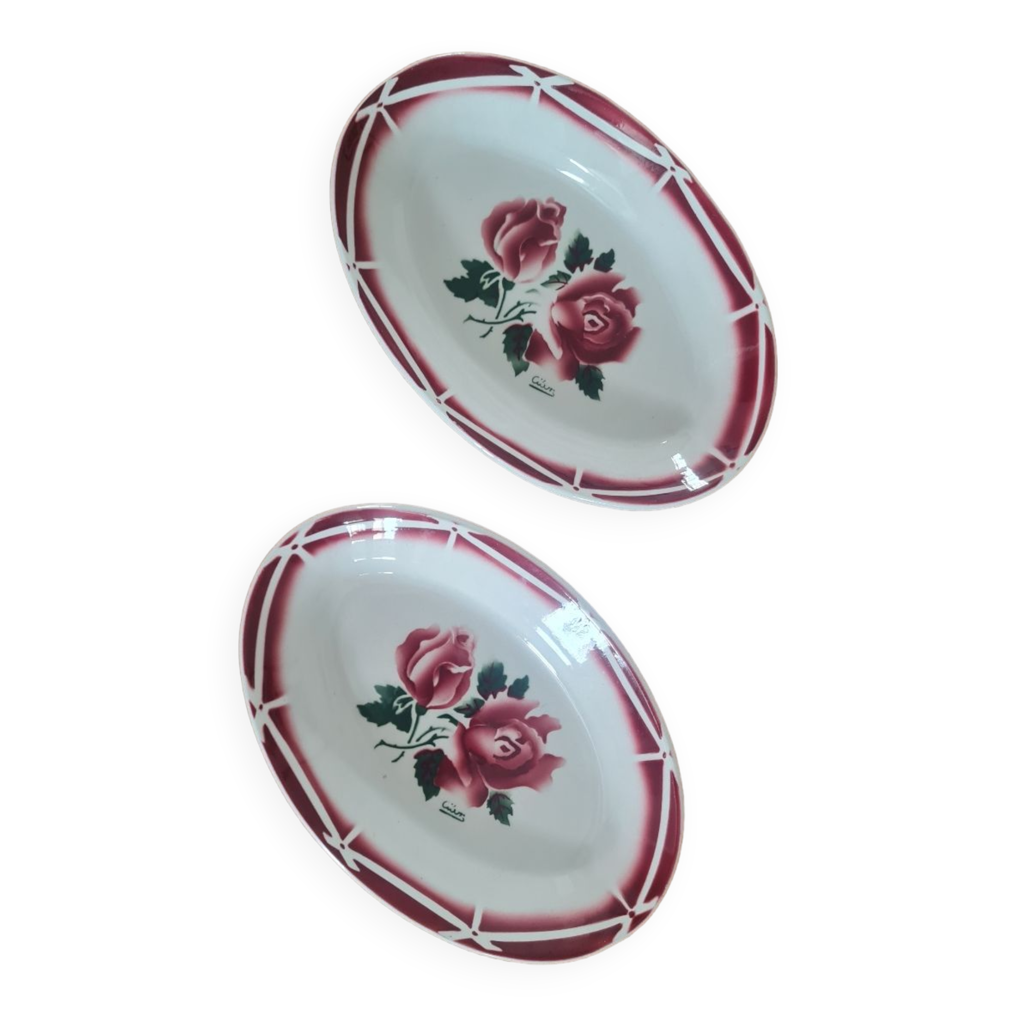 Pair of earthenware serving dishes