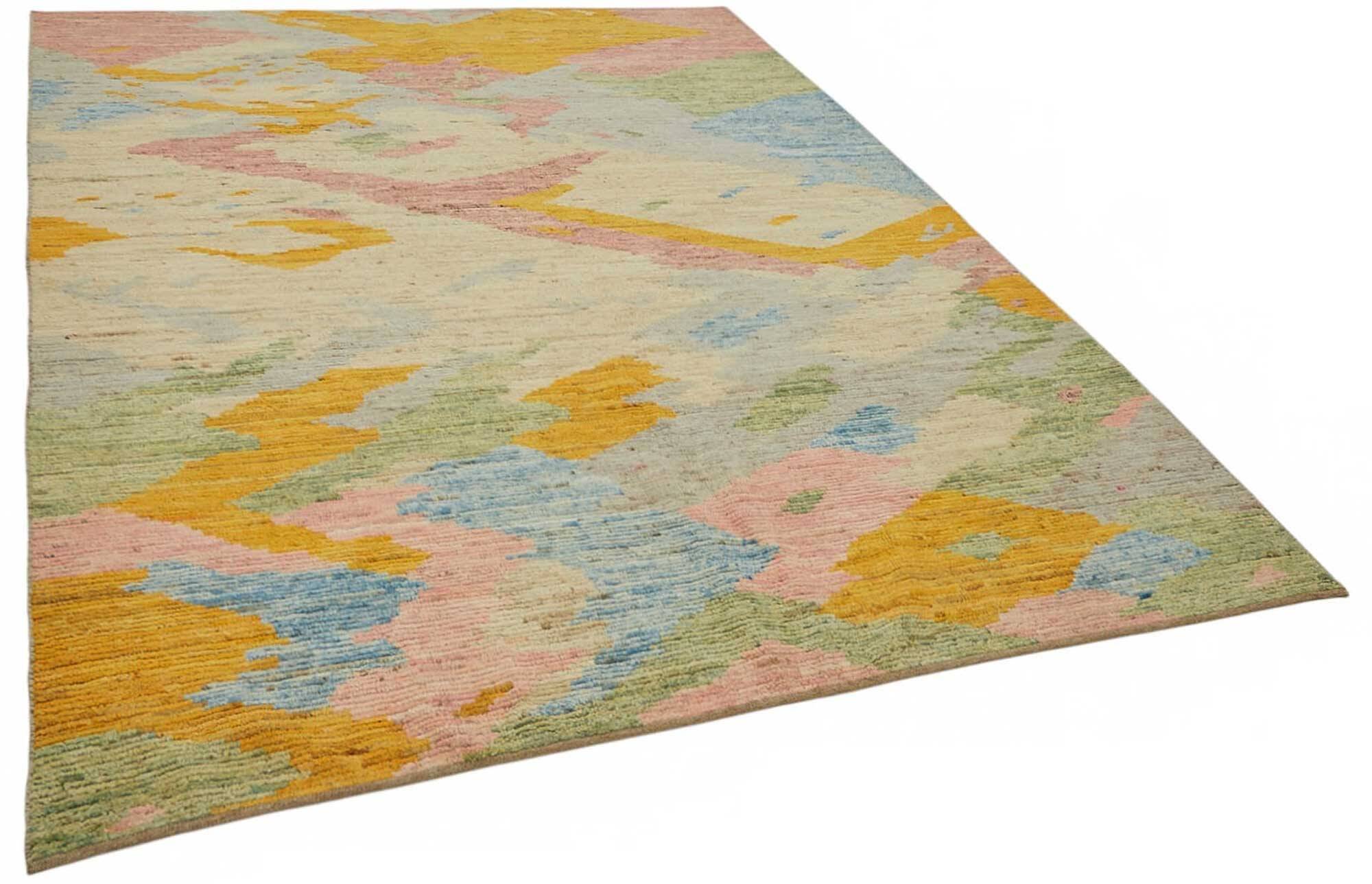 Hand-Knotted Turkish Contemporary 202 cm x 288 cm Multicolor Wool Carpet