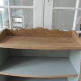 Small vintage bookcase, 5 fixed shelves, interior sublimated in verdigris, waxed finish.