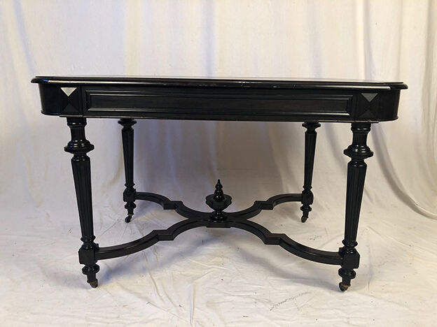 Napoleon III desk, blackened wood and ebony veneer top