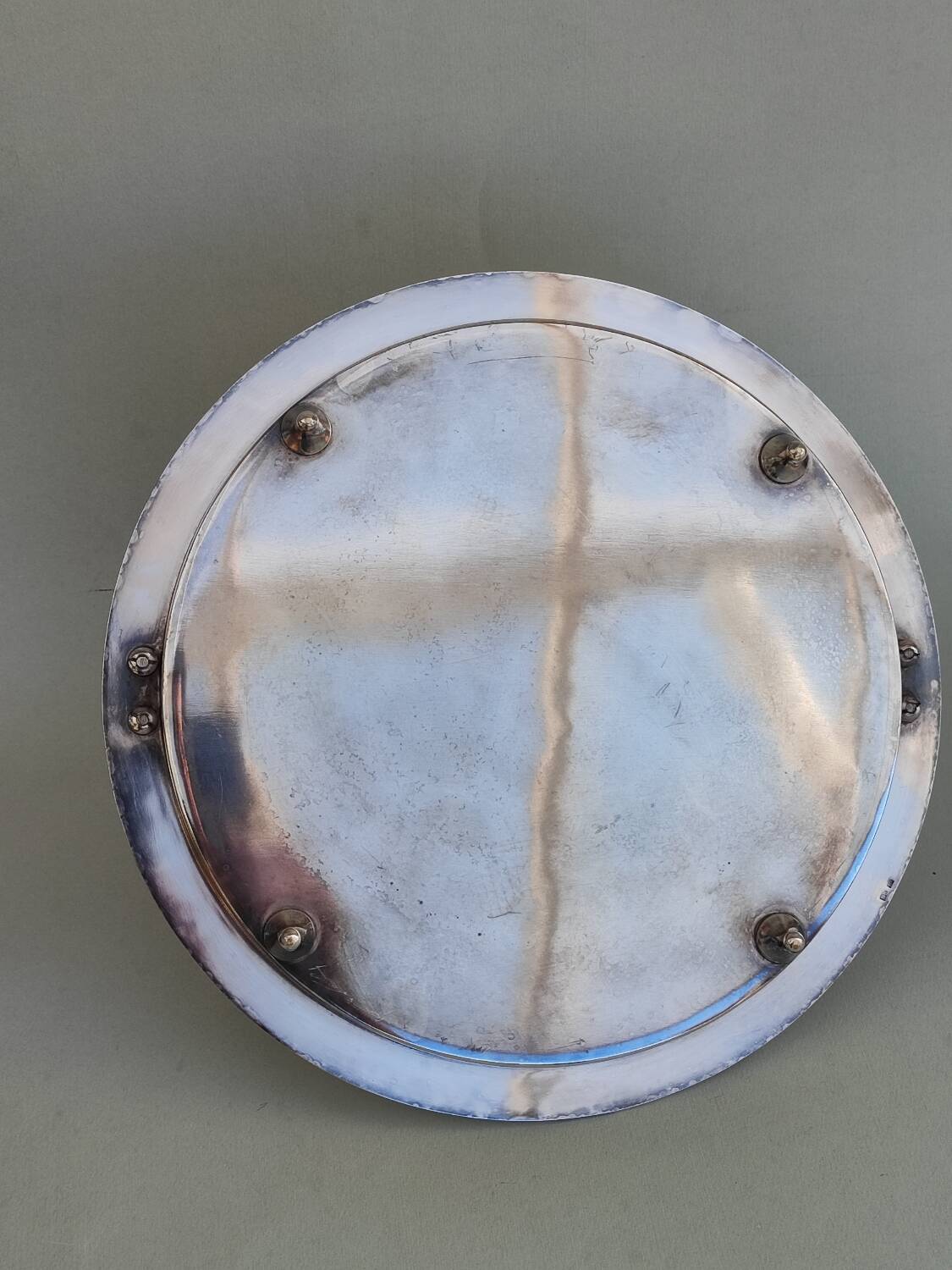 Silver plate and glass crudité serving dish