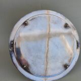 Silver plate and glass crudité serving dish