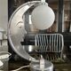 Moon lamp with face in aluminum and white opaline circa 1930