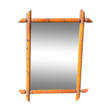Miroir vintage en bois effet bambou