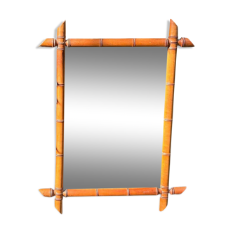 Miroir vintage en bois effet bambou