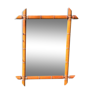 Vintage bamboo effect wooden mirror