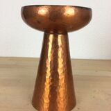 Modernist Scandinavian candle holder in hammered copper