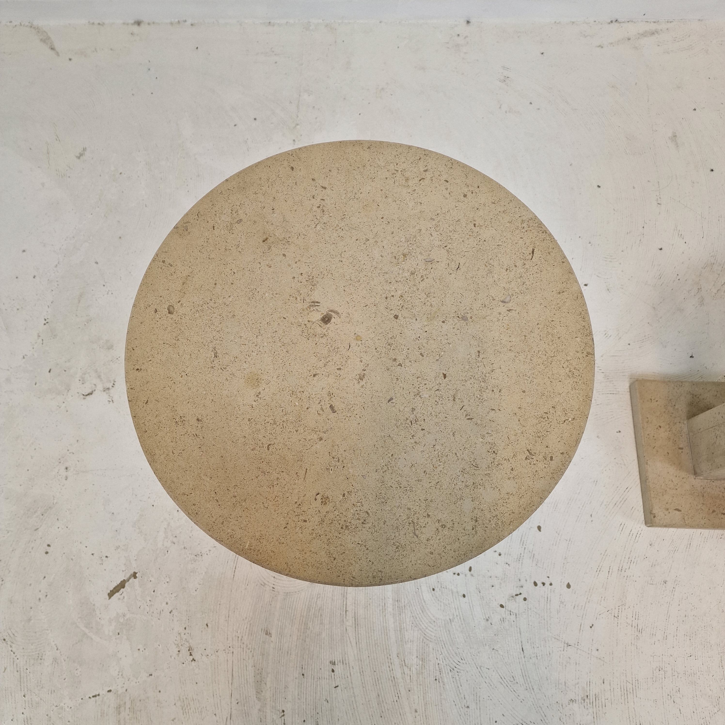Set of 2 Italian Travertine for Stone Pedestals or Side Tables, 1980's