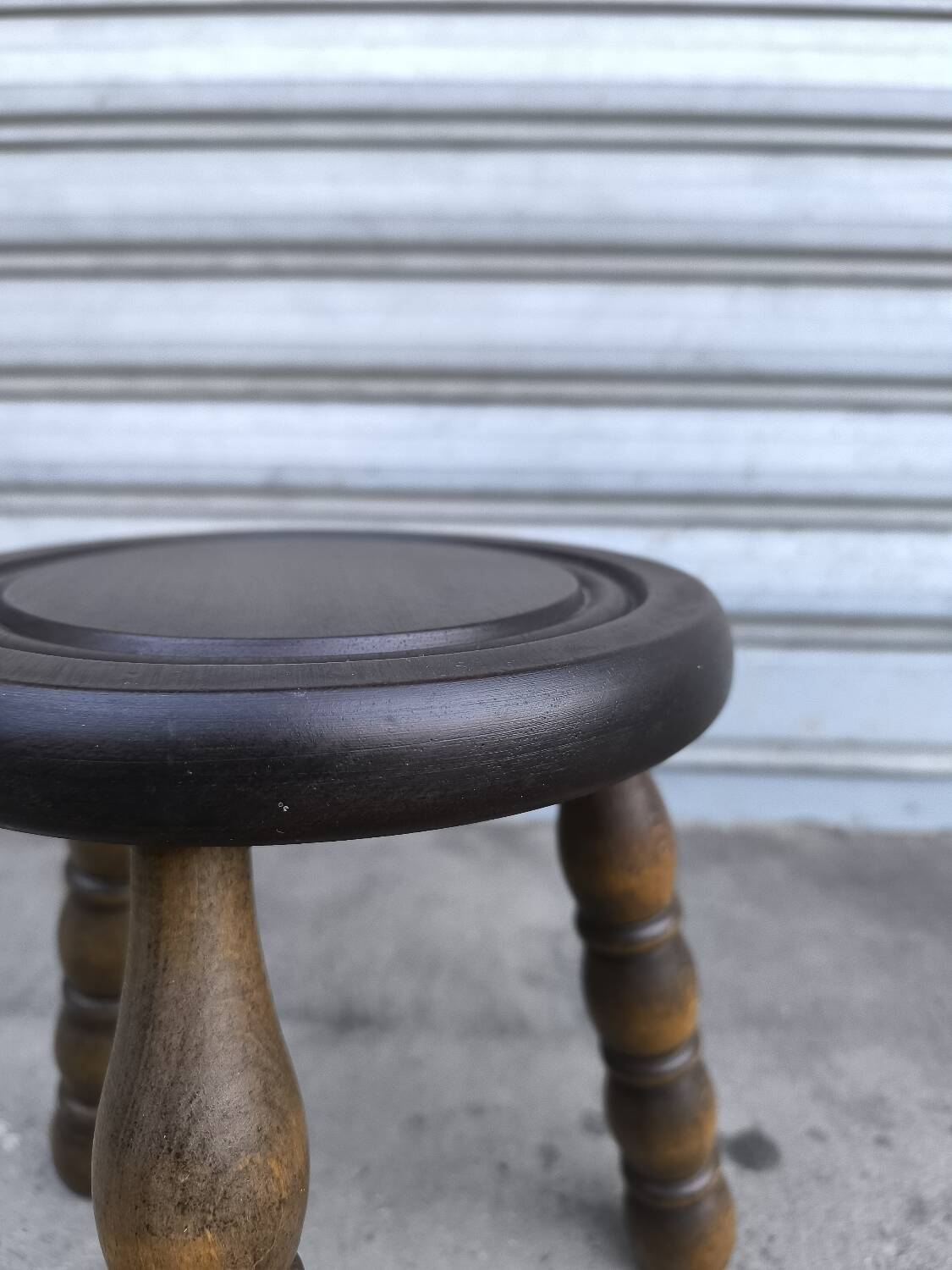Turned wooden tripod stool