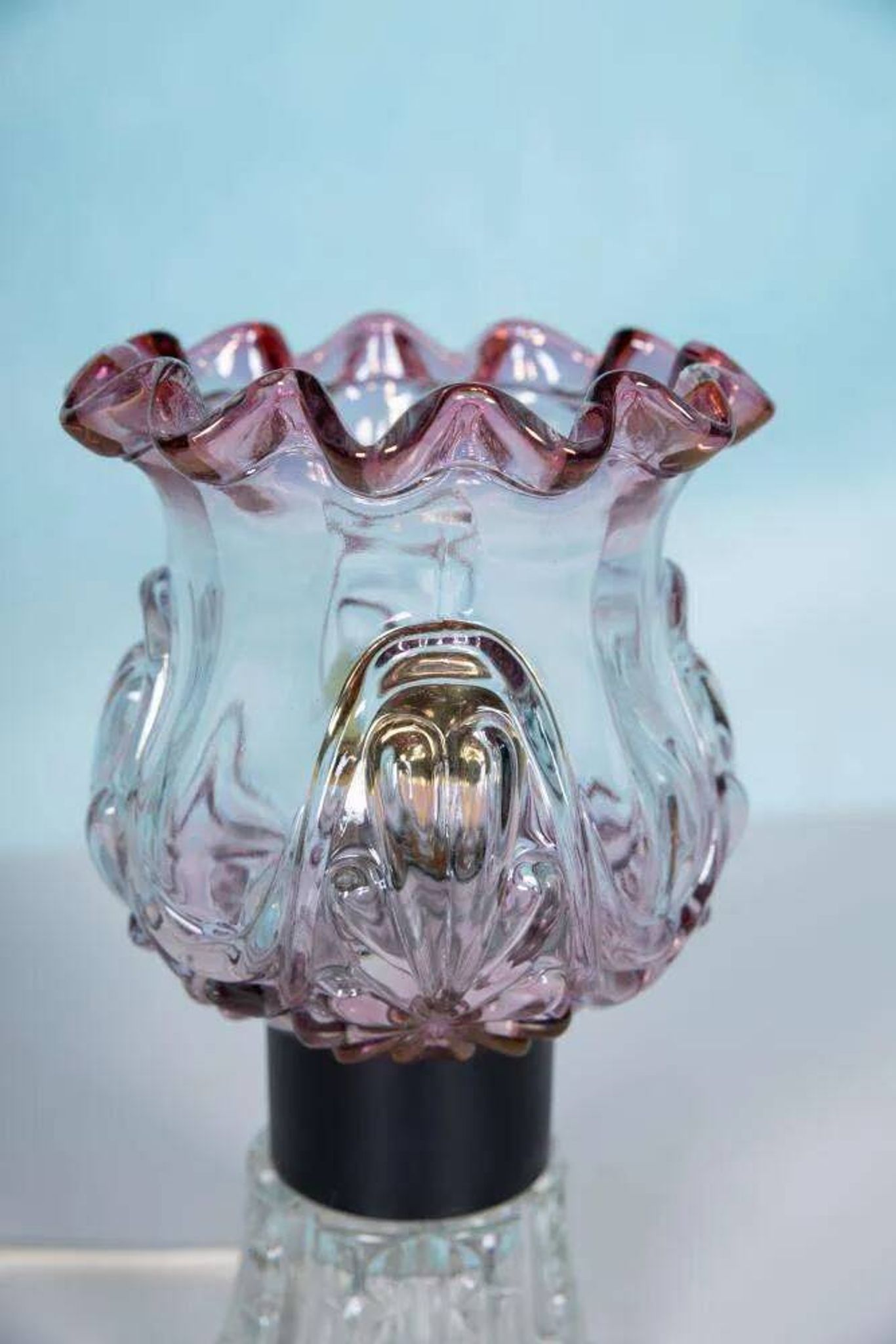 Lampe de table Vintage en verre coloré suédois, lampe de table en verre