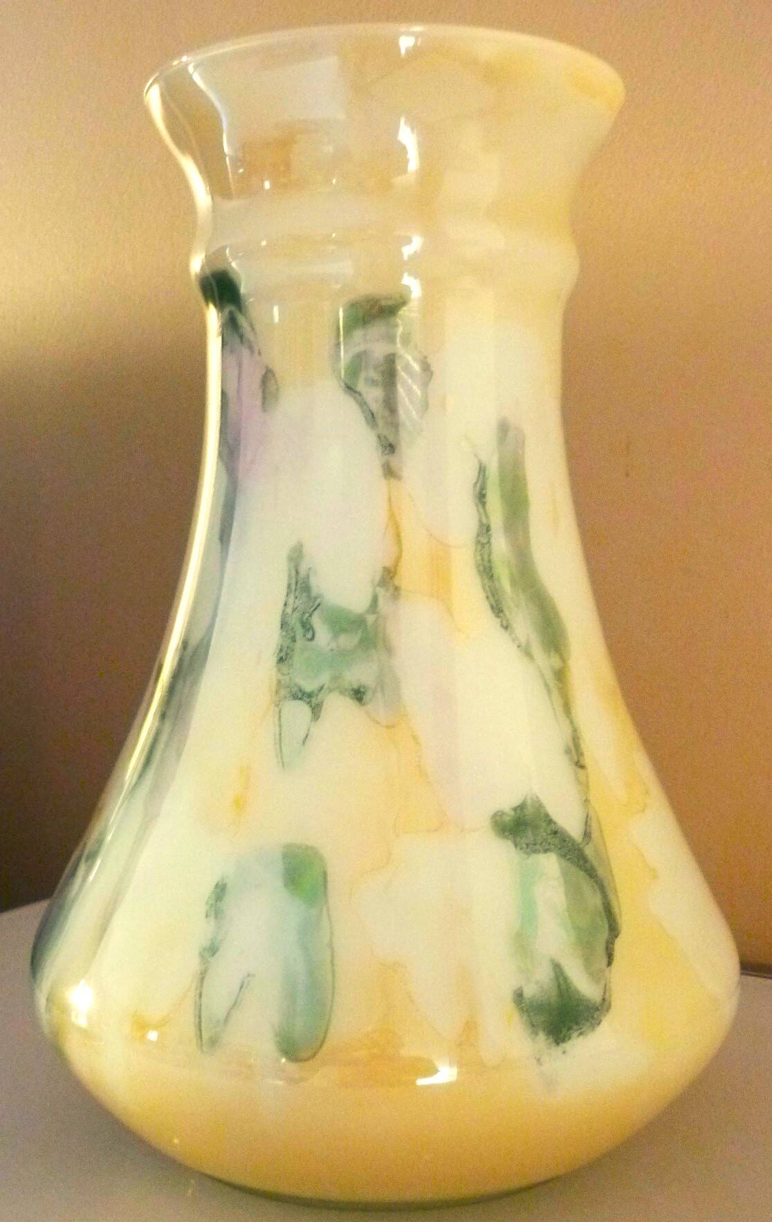 Large vase, blown glass with colored inclusions, Murano design from the 80s