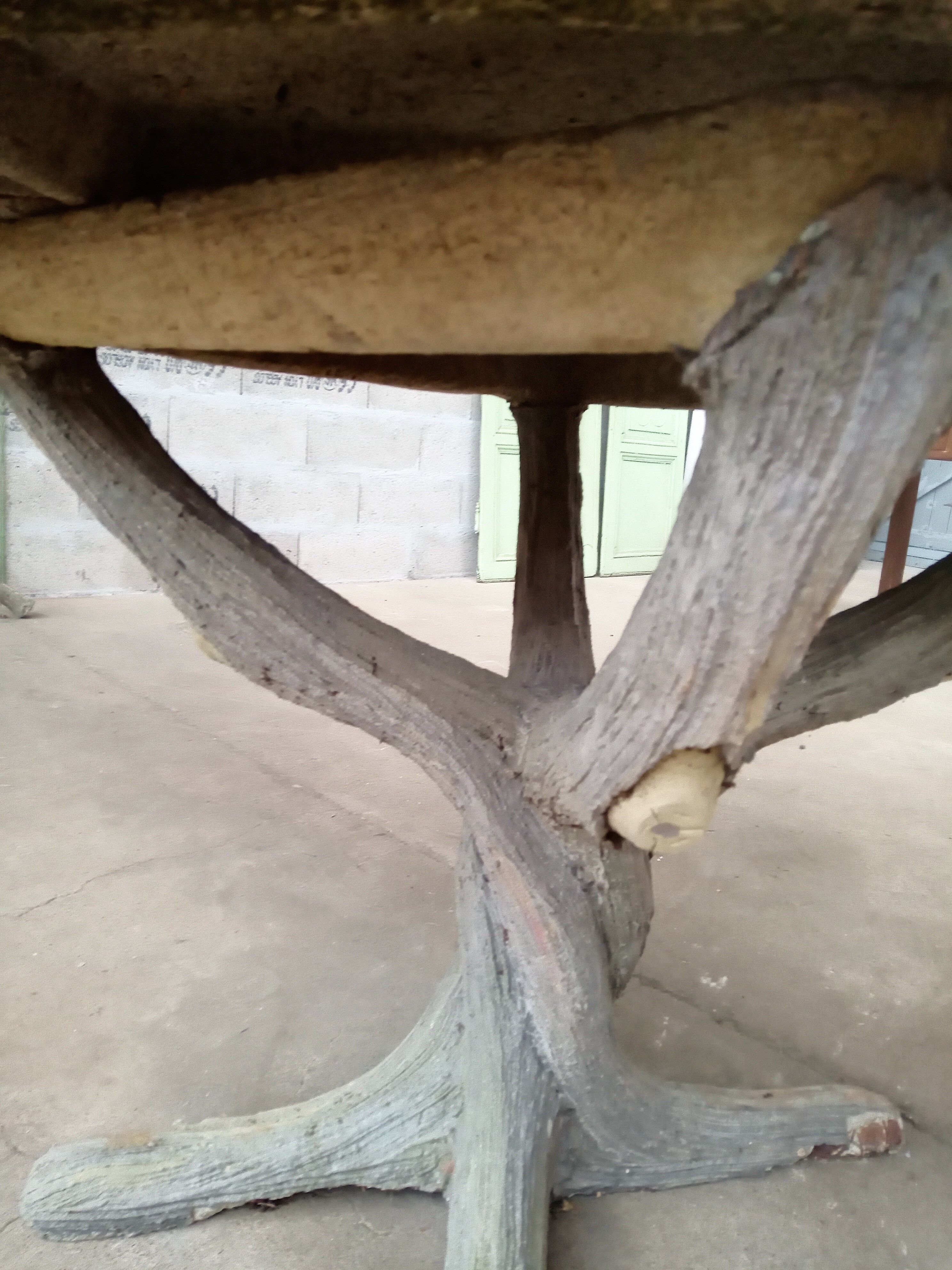 Wood-style cement garden table