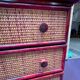 Wood and rattan commode Maugrion vintage 1980s