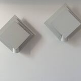 Pair of vintage wall lights, white lacquered metal, Netherlands 1970s