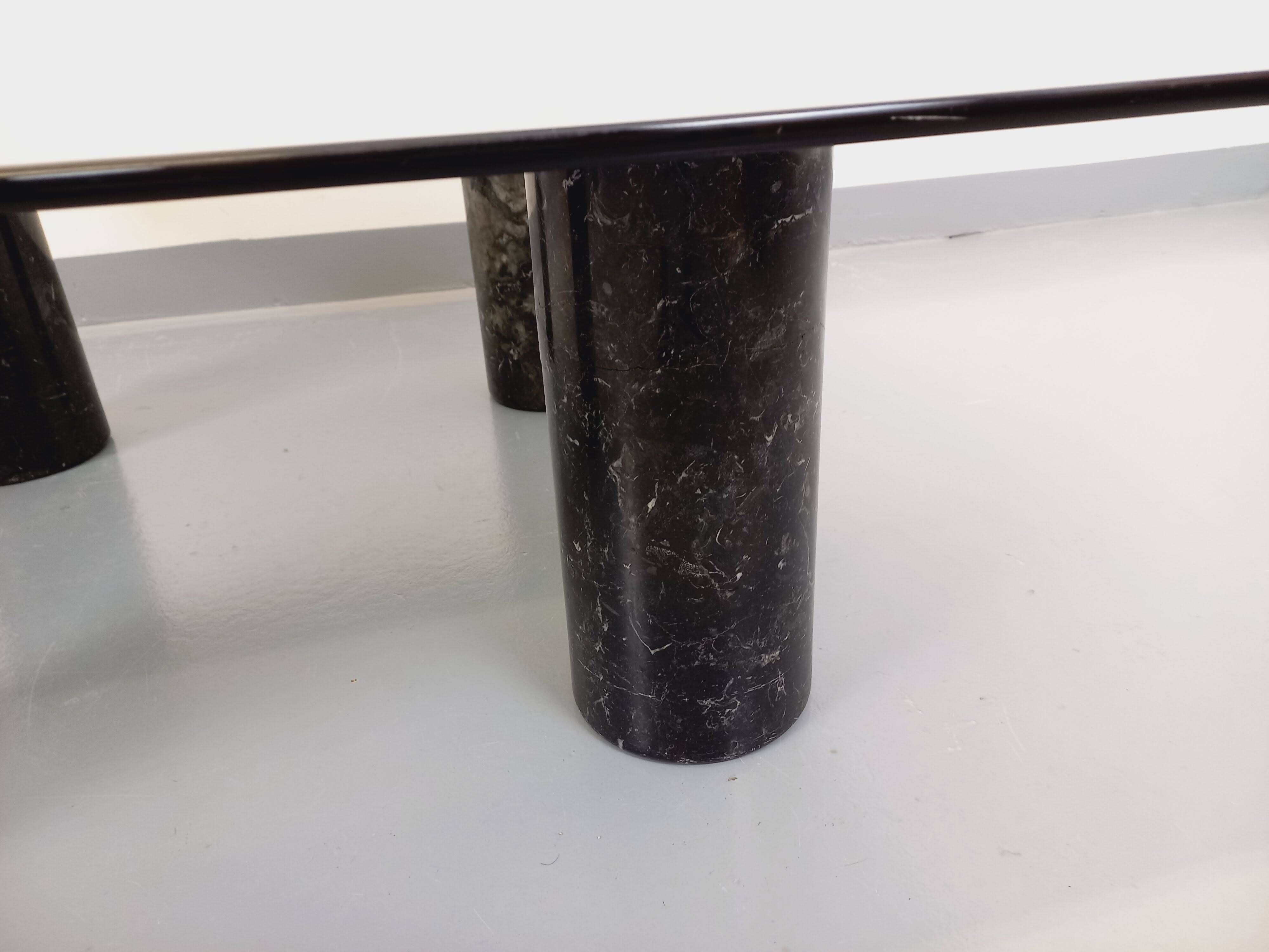 Vintage Italian square marble and glass coffee table from the 70s