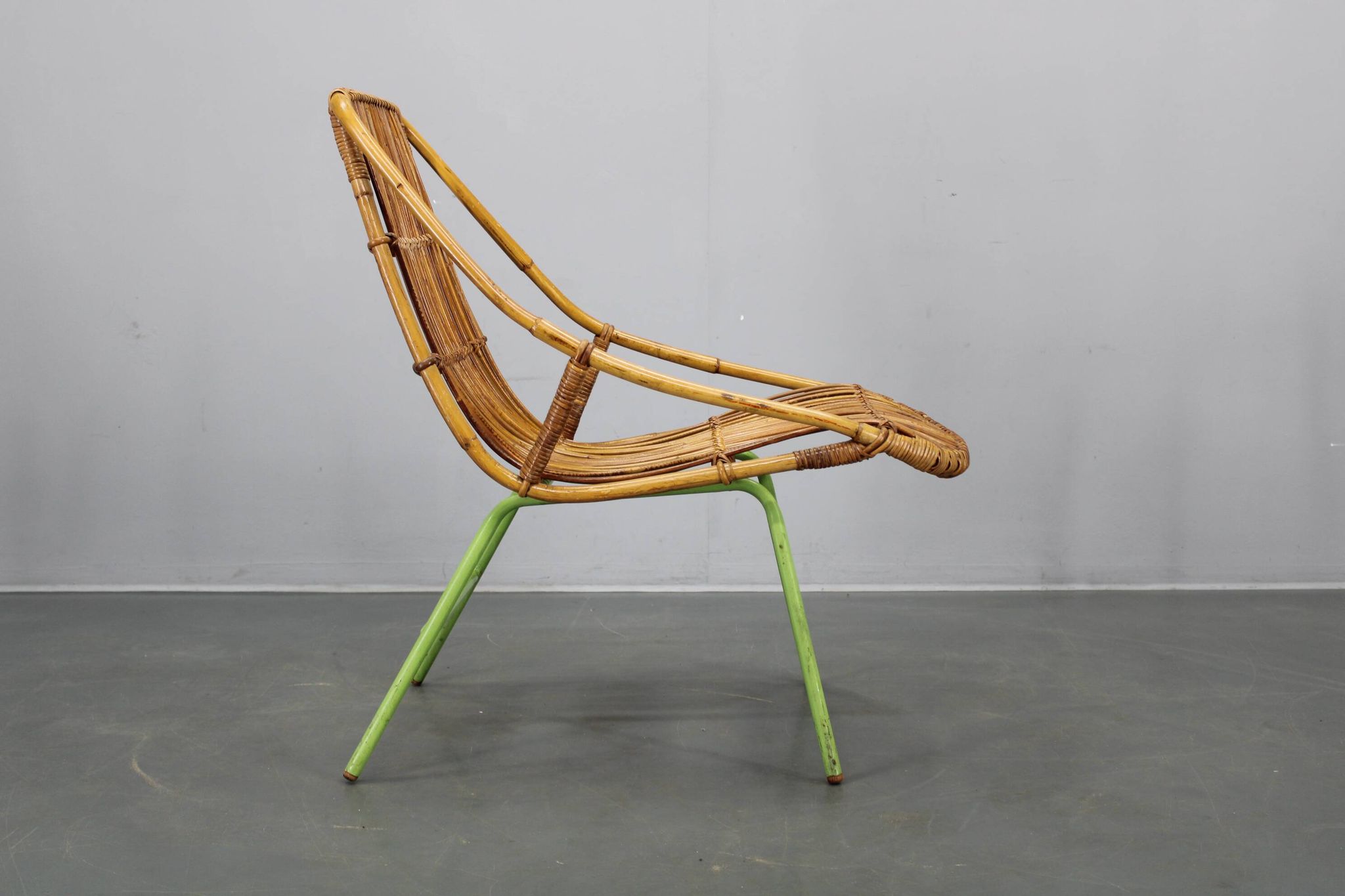 Rare pair of Alan Fuchs for ULUV rattan lounge chairs, Czechoslovakia, 1960s