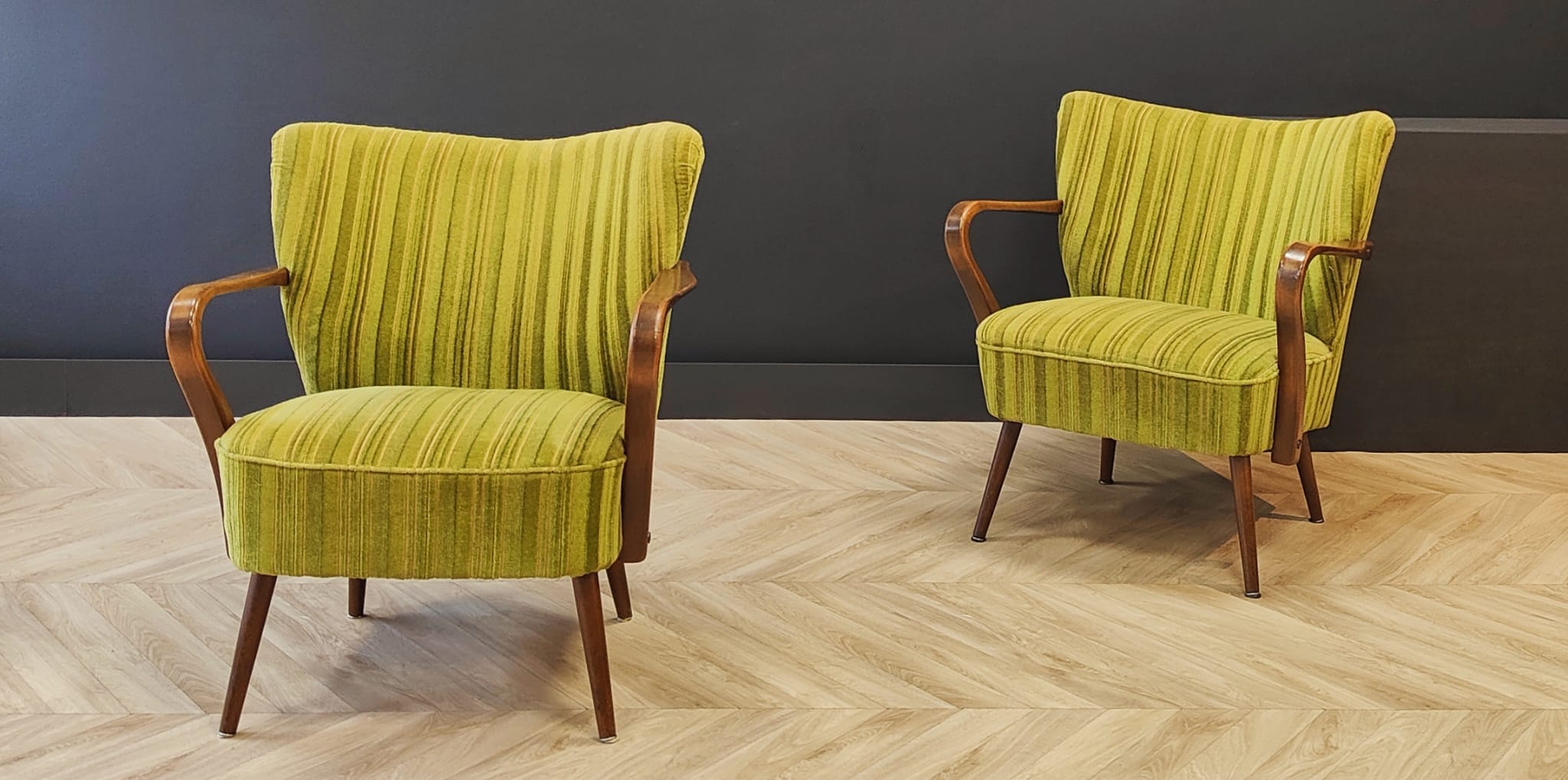 Two mid century cocktail chairs, vintage