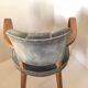 Armchair bridge mustache in blue gray velvet