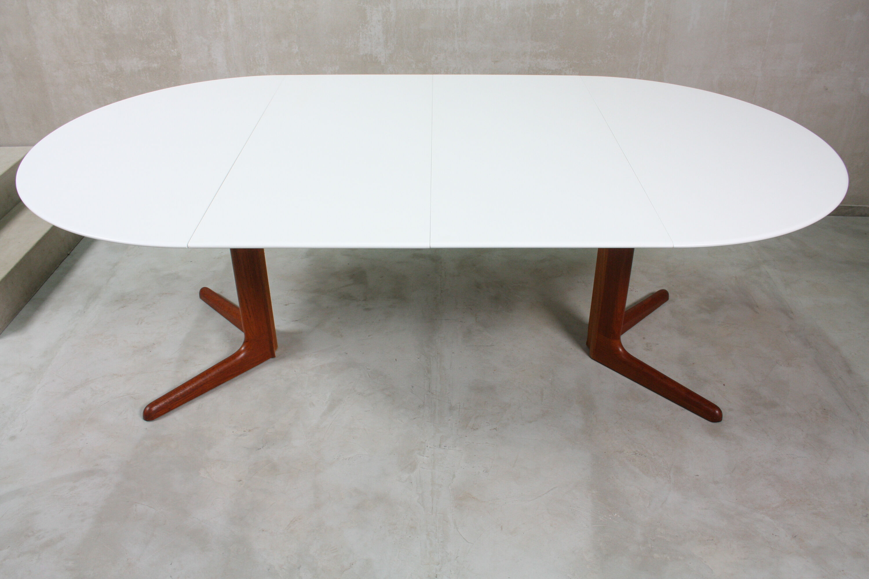 Round danish teak & white dining table, 1960s