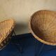 Pair of mid century bamboo and iron pod chairs, 1960s