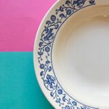 Hollow plate in faience pattern vintage blue bird j.v liex