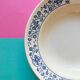 Hollow plate in faience pattern vintage blue bird j.v liex