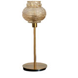 Table lamp with an antique textured globe and a golden base