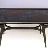 1950s Style Dining Table with Glass Top Lacquered by Enzio Wenk, Italy, 2019
