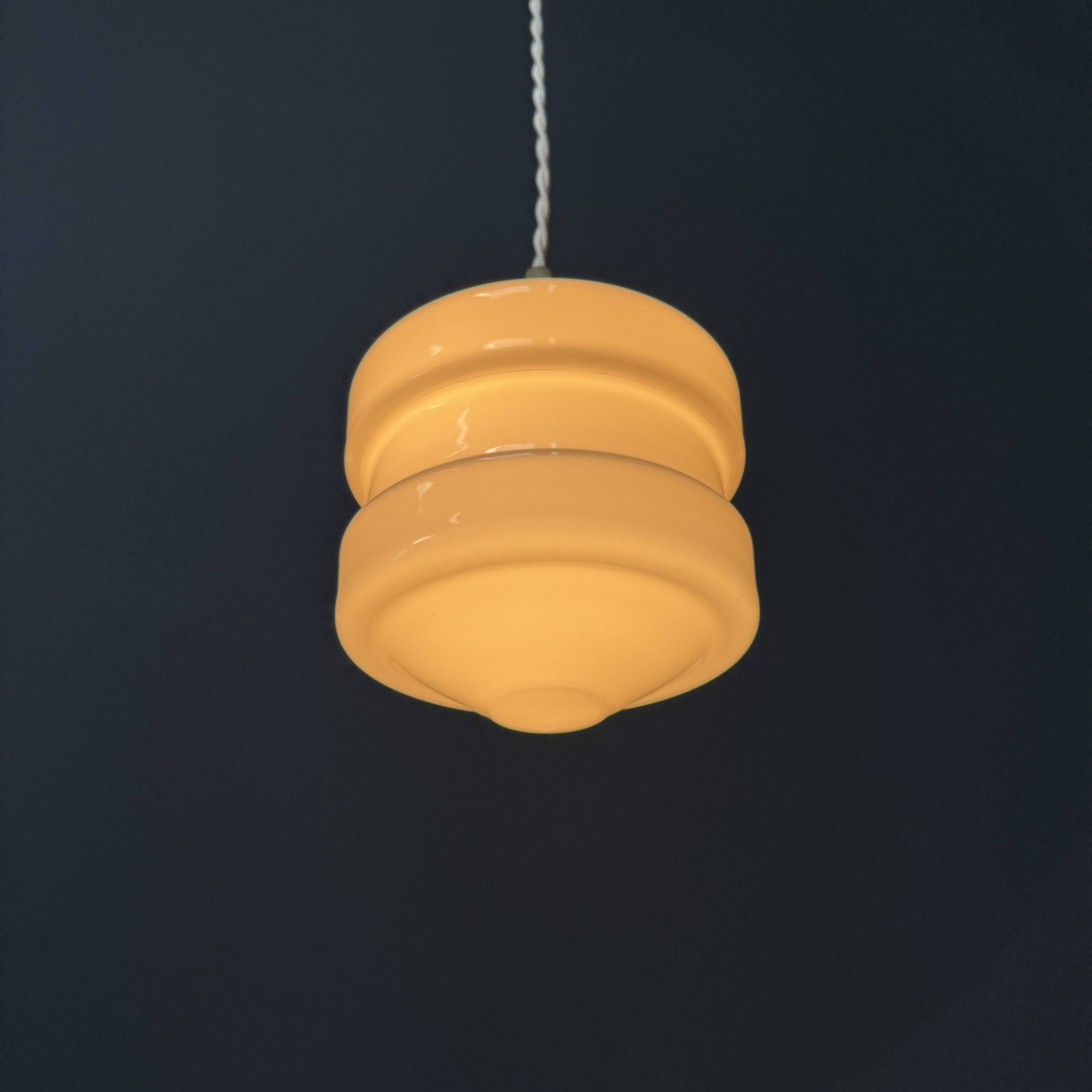 Pink glass art deco pendant lamp