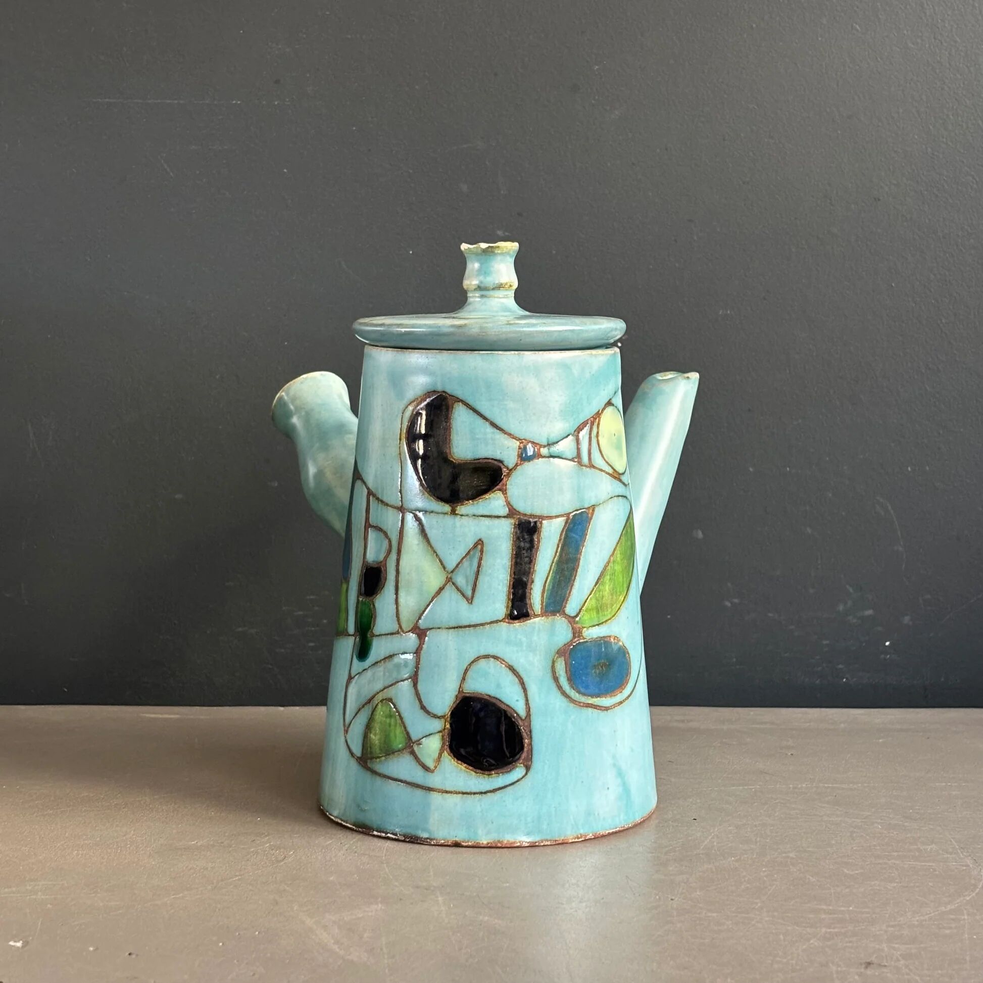 Ceramic teapot by Marie-Christine Treinen - Vallauris - Ref 1396
