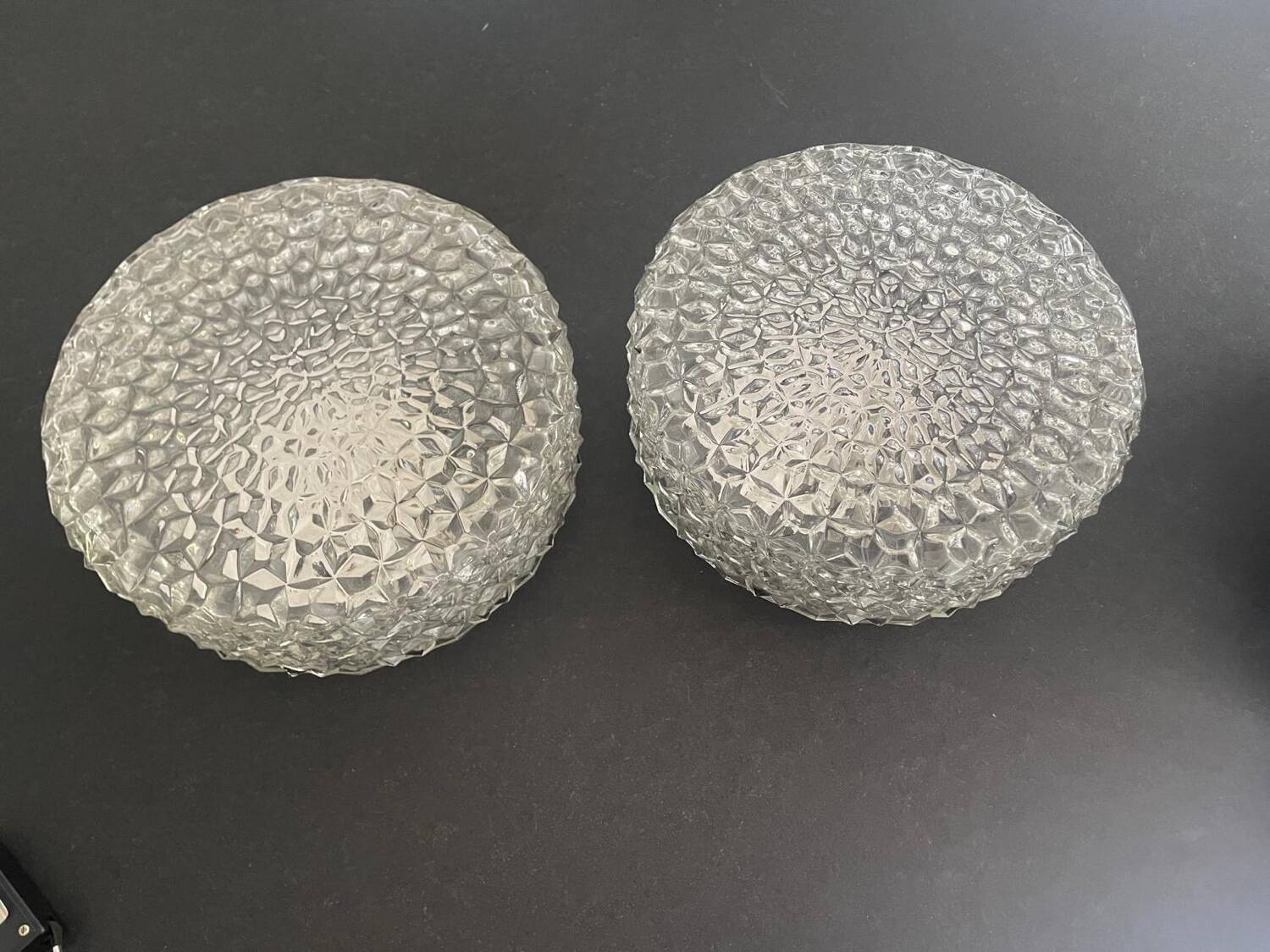 Pair of RZB molded glass ceiling lights, 1960s. Germany