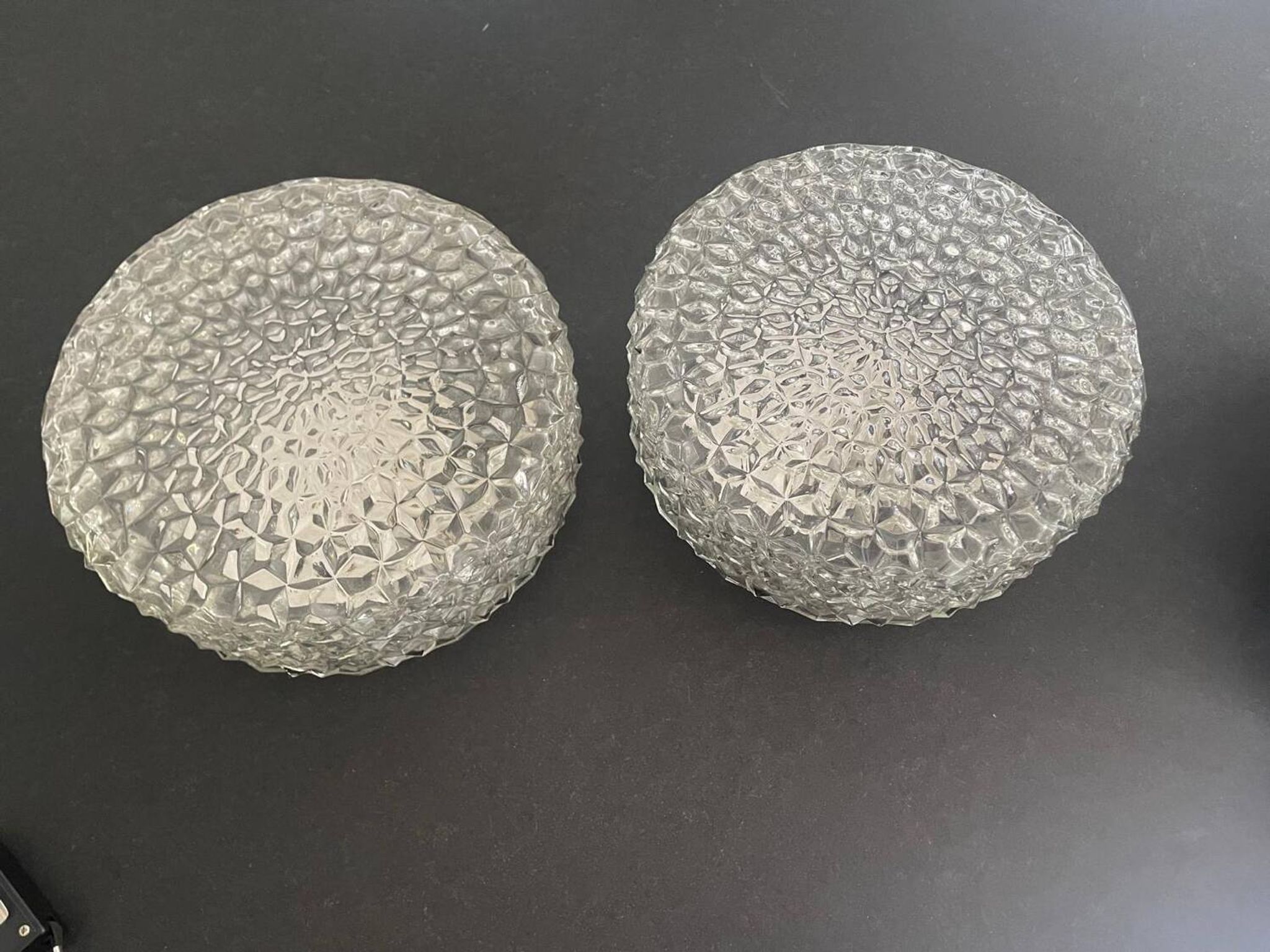 Pair of ceiling lights RZB moulded glass 1960. Germany
