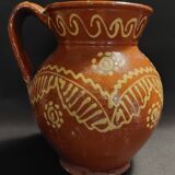 Varnished terracotta jug from Portugal, early 20th century.