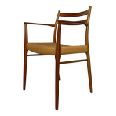Chaise de salle à manger avec accoudoirs en teck et corde à papier GS700 des années 1950 par Arne Wahl Iversen pour Glyngøre Stolefabrik