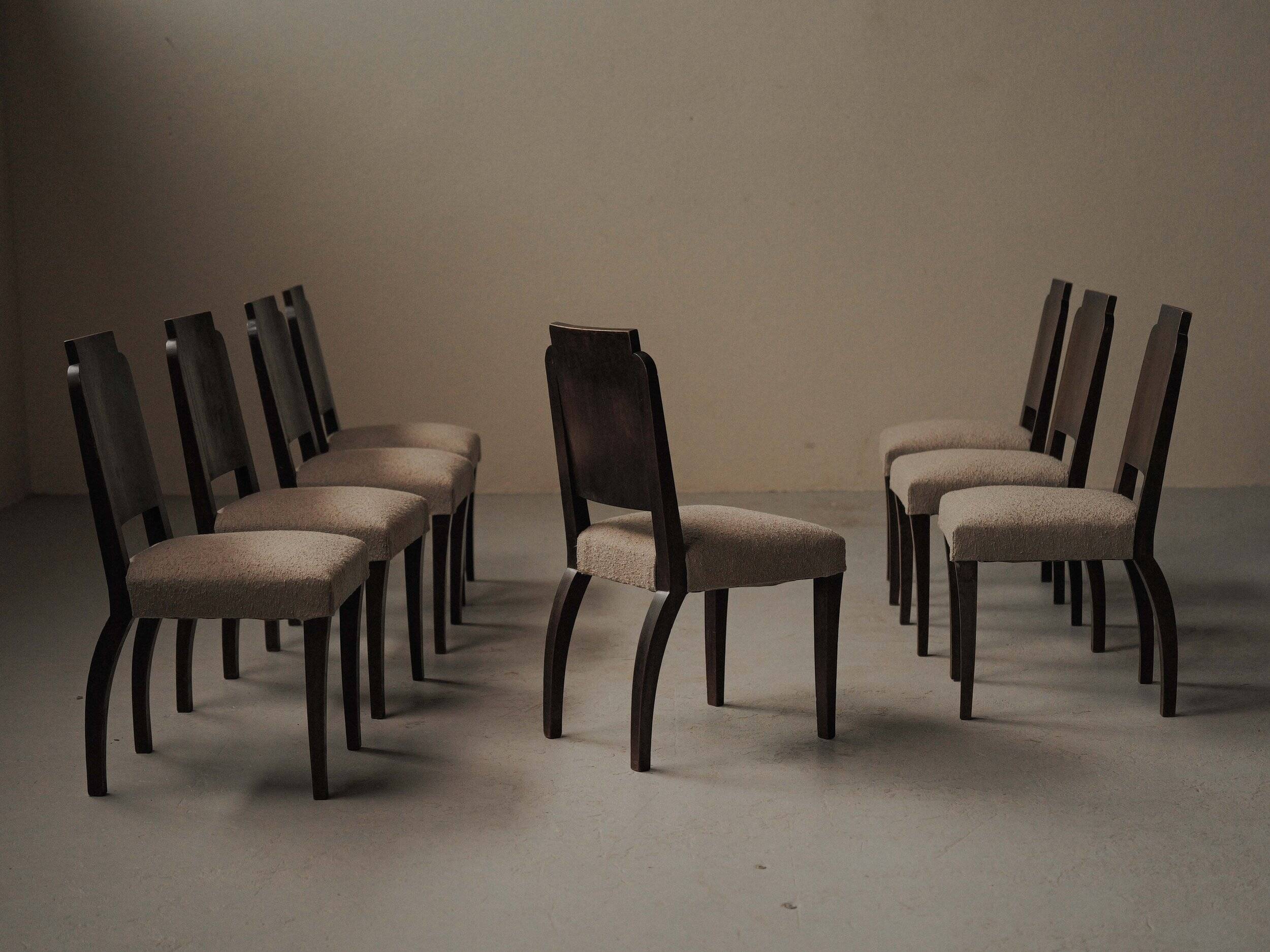 Set of 8 Art Deco chairs, France, circa 1930