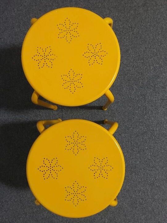 Tabourets industriel jaune en métal