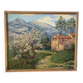 Oil on panel "Old farmhouse", High Vallespir, Provence