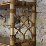 70s rattan wall shelf