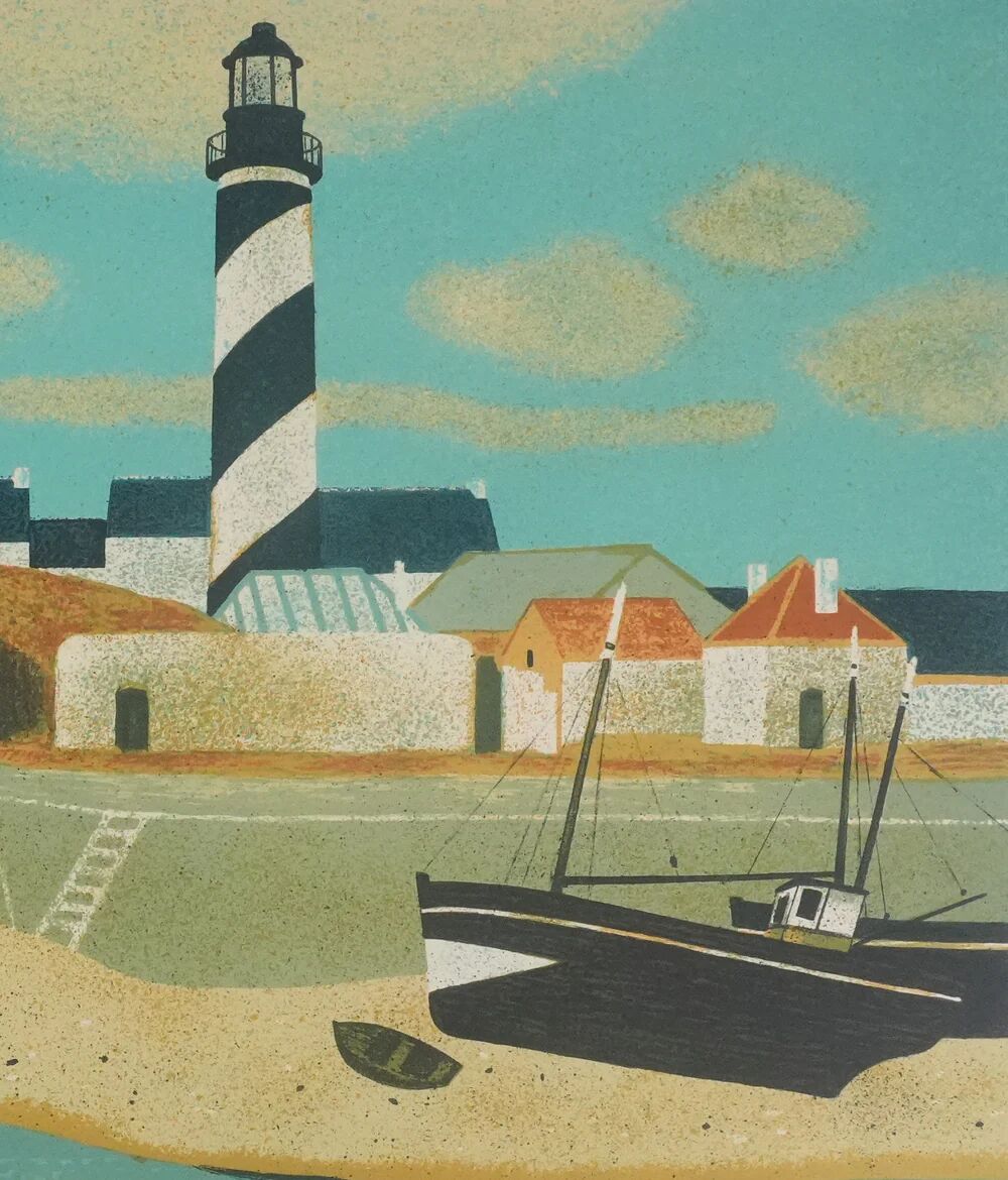 Yves Ganne: The Lighthouse Boat, original signed lithograph