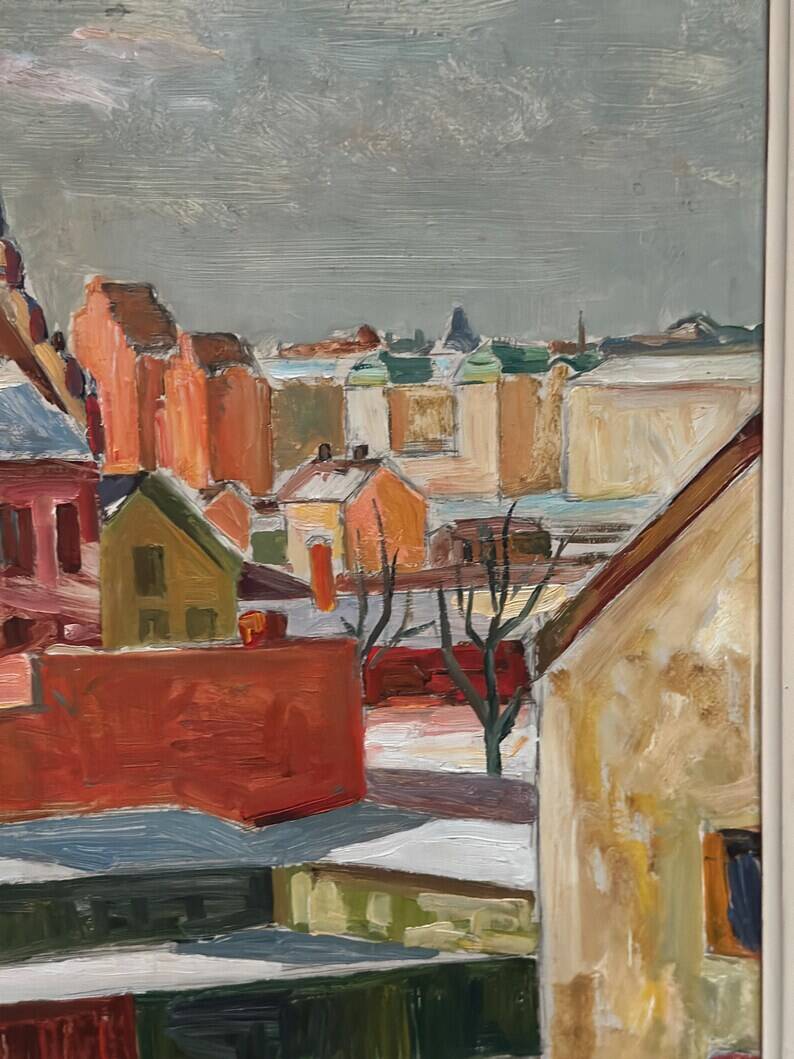 Swedish Oil on Panel“Landscape” by Bertil Lundqvist , Vintage & Framed