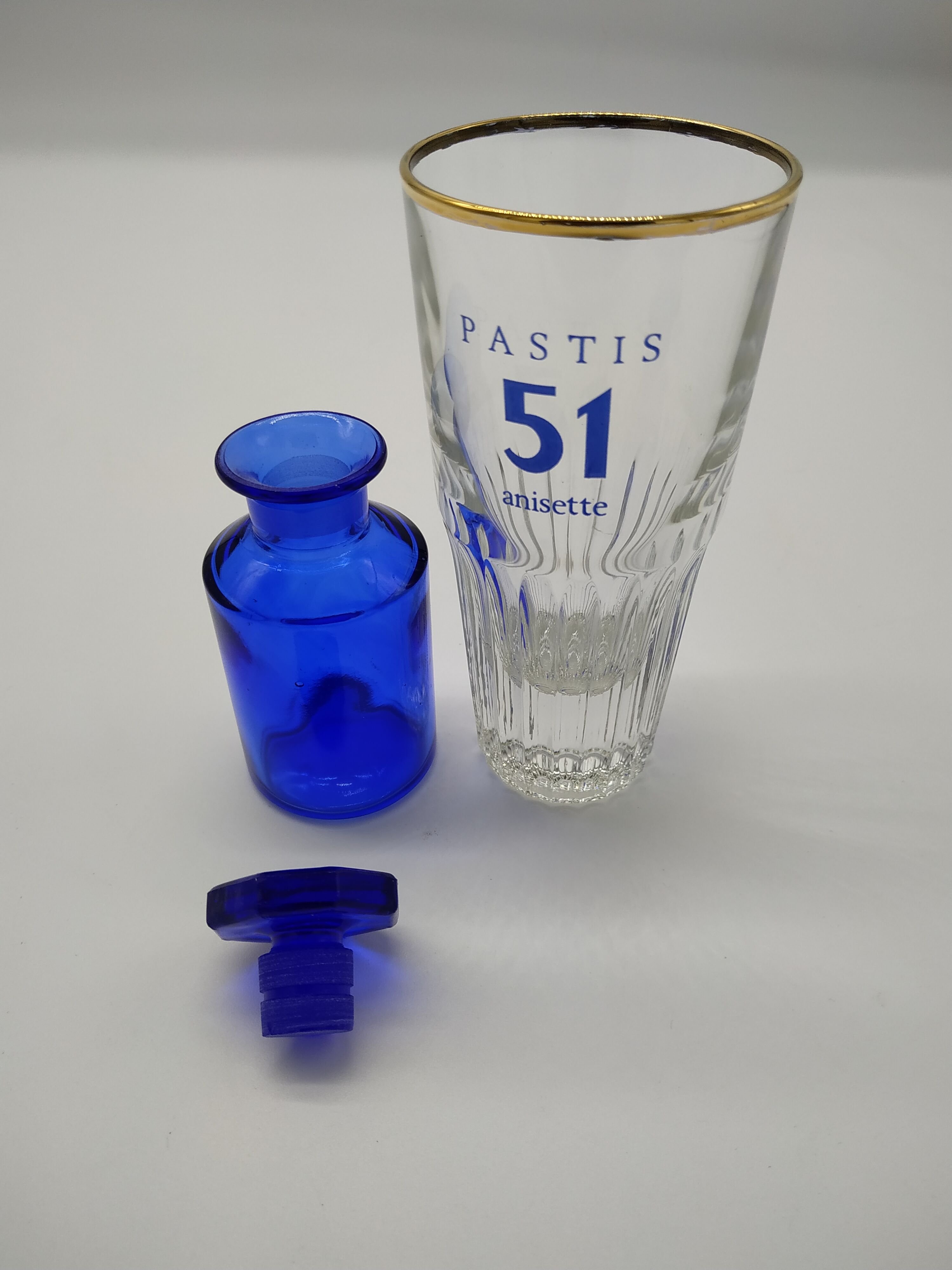 Old perfume bottle in cobalt blue glass