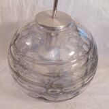 Set of 2 smoked glass ball suspensions by Doria Leuchten, Germany, 1970s.