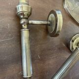 Brass and opaline torchiere appliques