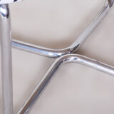 Small Chrome Black & White stool by SAB, Made in the 1930s, New upholstery