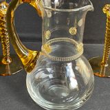 Pitcher and 2 crystal glasses signed XXth